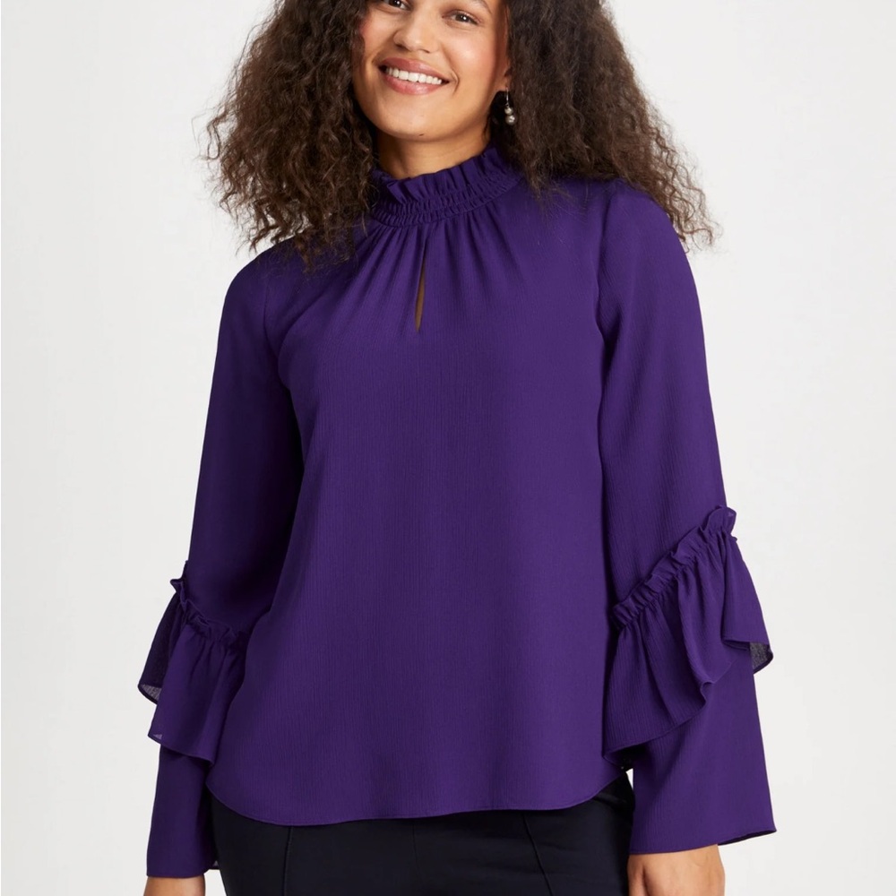 Laura Smock Neck Blouse Purple